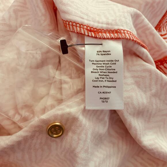 TALBOTS Dress Ponte‎ Knit Rayon Collared Shirt Belted Coral Classic Capsule NWT - Picture 11 of 13
